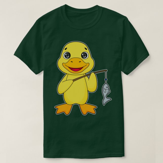 Duck Fishing Fisher Finshing Rod  T-Shirt (Design Front)