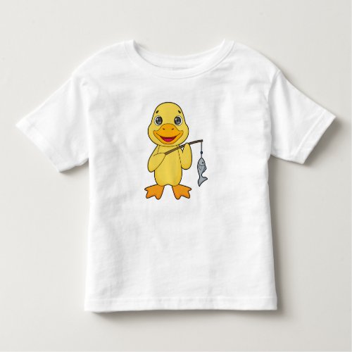 Duck Fishing Fisher Finshing rod Toddler T_shirt