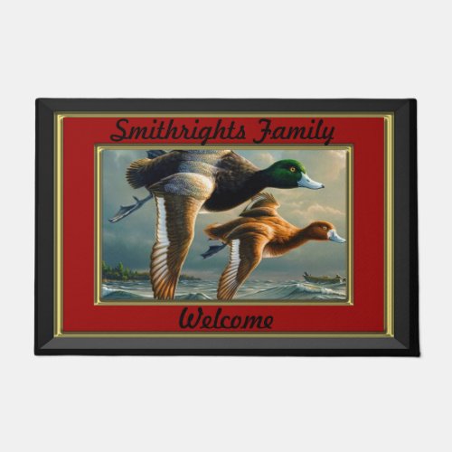 Duck Flying Family Name Doormat