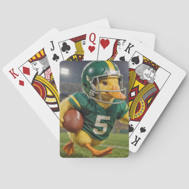 Duck Football Player In a Sports Stadium Poker Cards (Back)