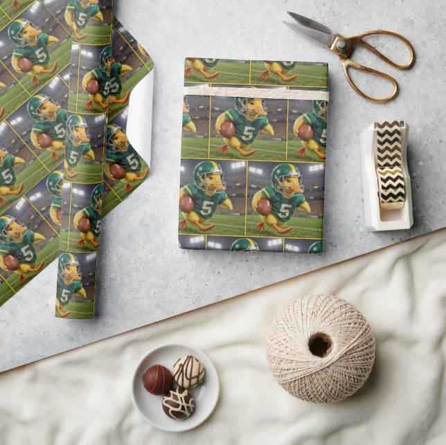 Duck Football Player In a Stadium Wrapping Paper (Crafts)