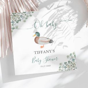 Duck Gender Neutral Greenery Baby Shower Napkins