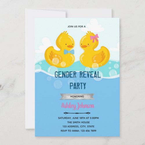 Duck gender reveal invitation