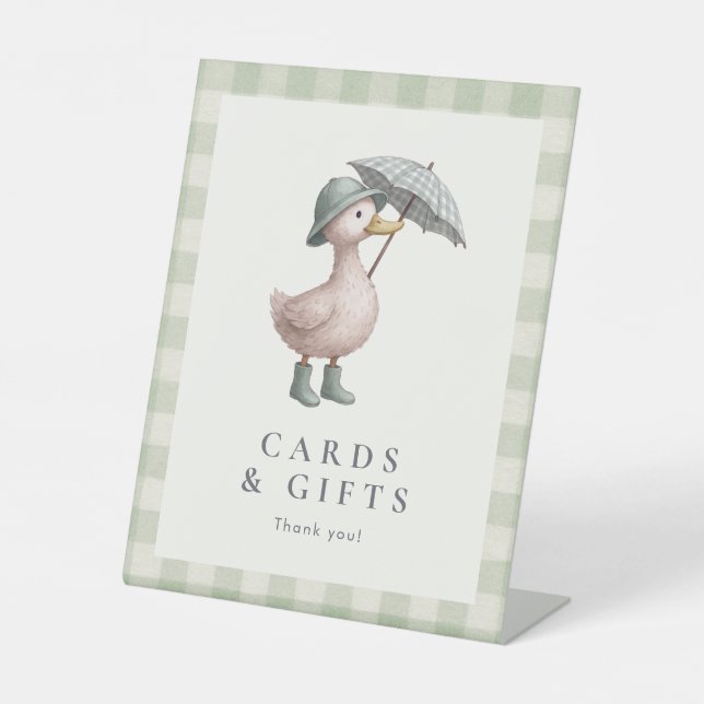 Duck Gift Table Baby Shower Table Top Pedestal Sign (Front)