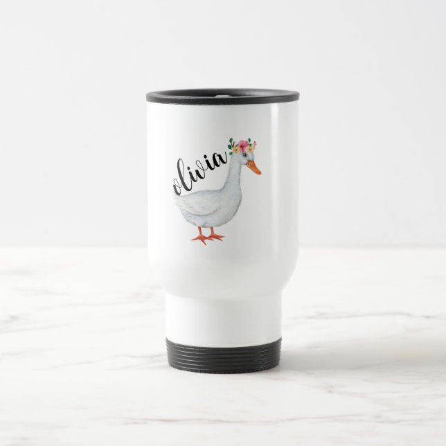 Duck Gifts for Duck Lovers - Personalized Farm  Travel Mug (Center)