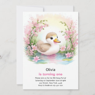Duck Girl First Birthday Invitation