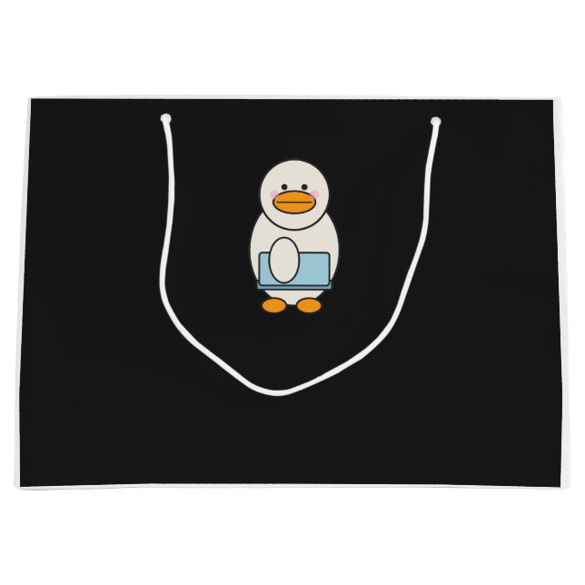 Duck going to work, funny work large gift bag (Front)