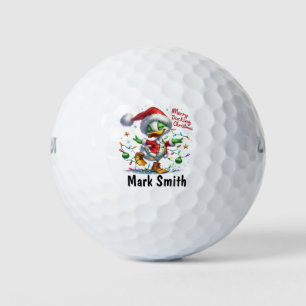 Duck golfer is golfing golf balls