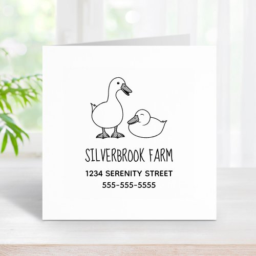 Duck Goose Farm Address 2 Rubber Stamp