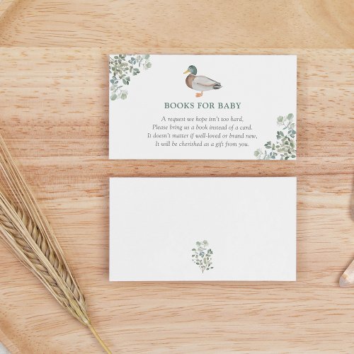Duck Greenery Baby Shower Books For Baby Enclosure Card