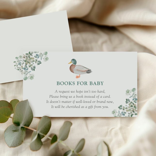 Duck Greenery Baby Shower Books For Baby Enclosure Card (Creator Uploaded)
