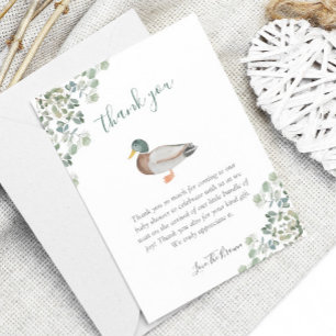 Duck Greenery Gender Neutral Baby Shower Thank You Card