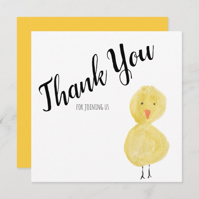 Duck Hand Watercolor Baby Shower Thank You  (Front/Back)