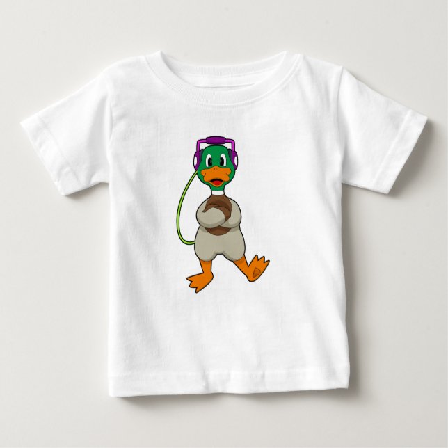 Duck Headphone Music Baby T-Shirt (Front)