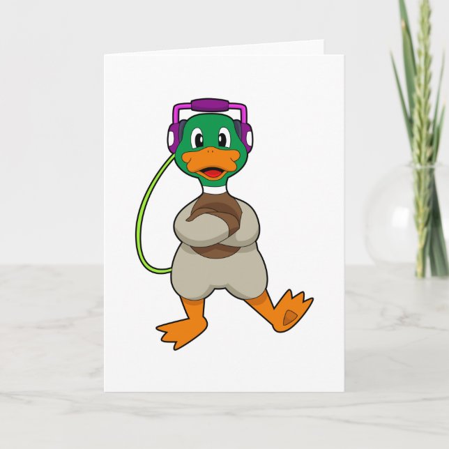 Duck Headphone Music Card (Front)