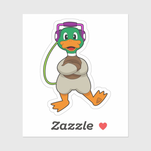 Duck Headphone Music Sticker (Sheet)