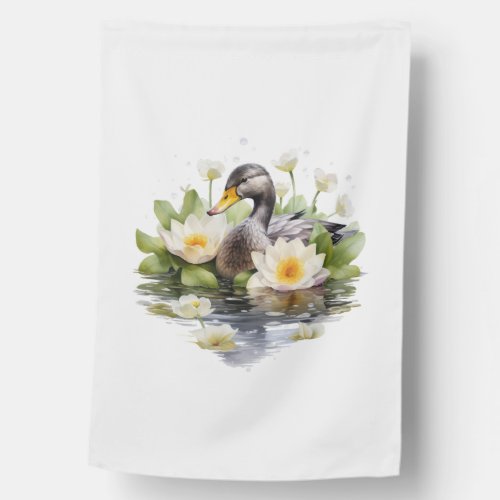 Duck Heart Feathers Valentines Day Pond Love House Flag