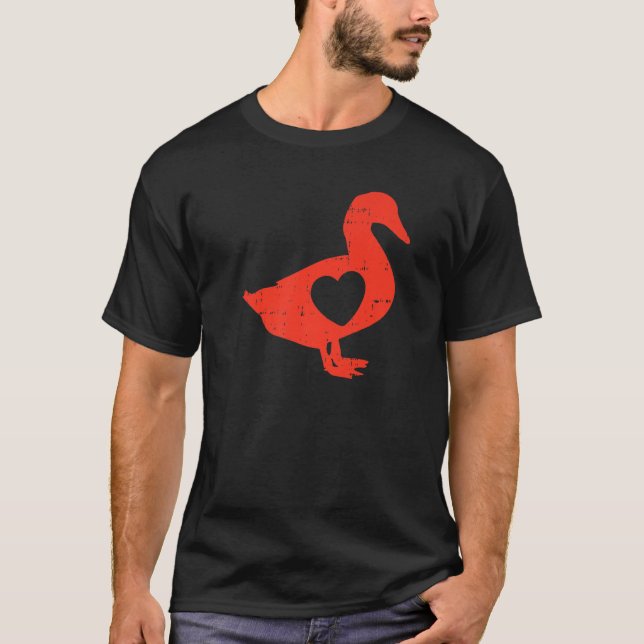 Duck Heart Valentines Day Cute Farm Animals Love F T-Shirt (Front)