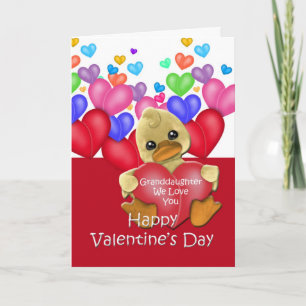 Duck & Hearts Granddaughter Valentine Holiday Card