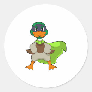 Duck Hero Cape Classic Round Sticker