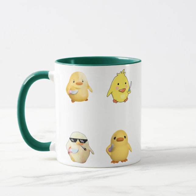 Duck Holding a Knife Mug for Memes Fans Mug Gift (Left)