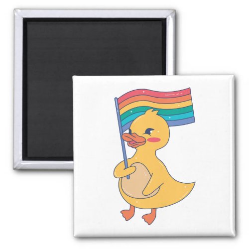 Duck Holding Pride Flag LGBTQ Ally Magnet