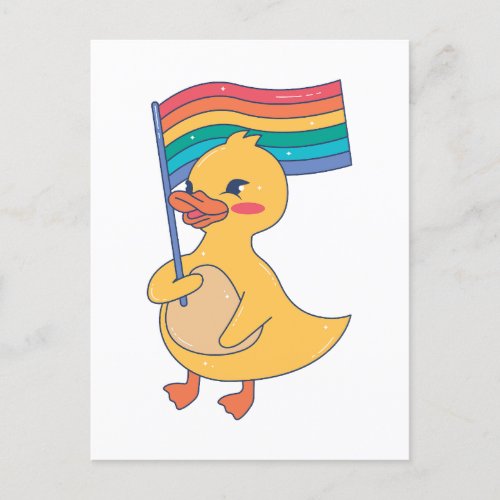 Duck Holding Pride Flag LGBTQ Ally Postcard