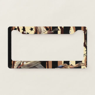 Duck Hunt American Flag Waterfowl Bottomland Camo License Plate Frame