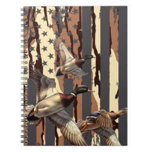 Duck Hunt American Flag Waterfowl Bottomland Camo Notebook