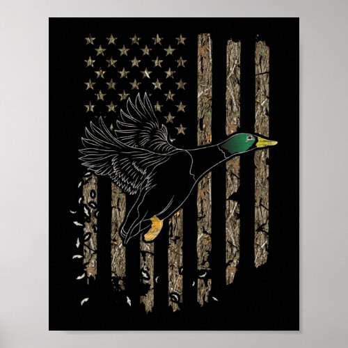 Duck Hunter American Flag Waterfowl Hunting Camouf Poster