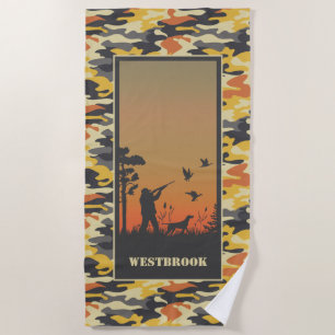 Duck Hunter and Camo Beach Towel