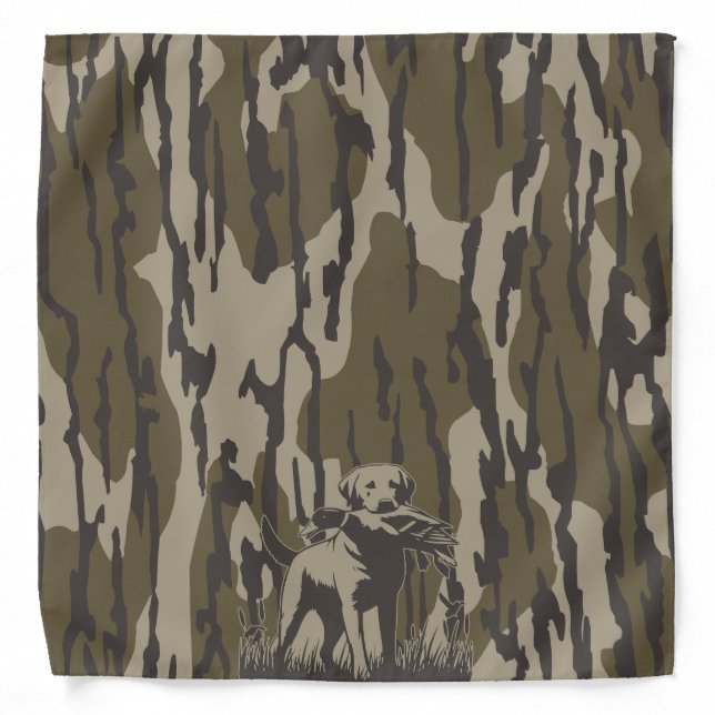 Duck Hunter Dog Forest Waterfowl Bottomland Camo Bandana (Front)