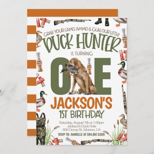 Duck Hunter First Birthday Invitation