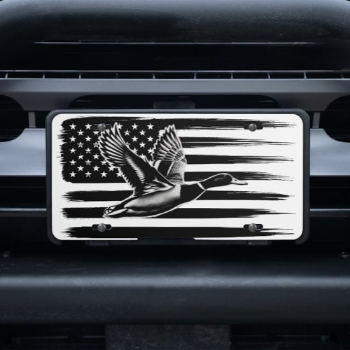 Duck Hunter Manly Hunting Flag Silhouette License Plate