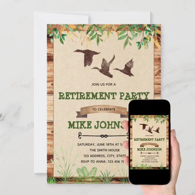 Duck Hunter Retirement Party Invitation 