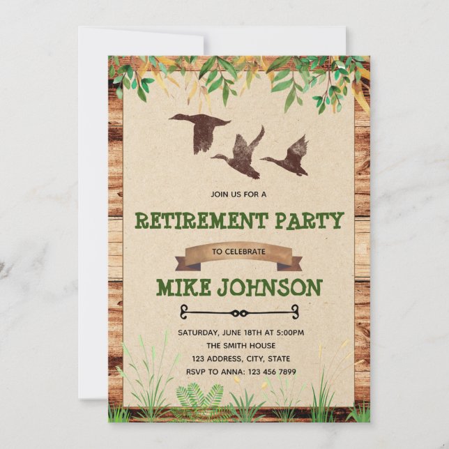 Duck hunter Retirement party invitation (Front)