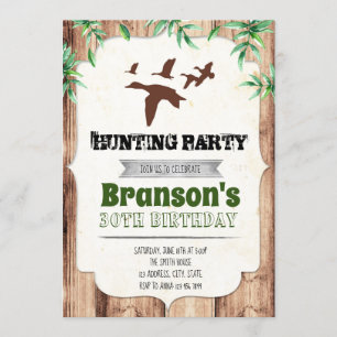 Duck hunting adult birthday invitation