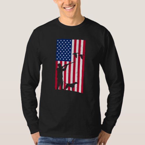 Duck Hunting American Flag Patriotic Waterfowl Hun T_Shirt