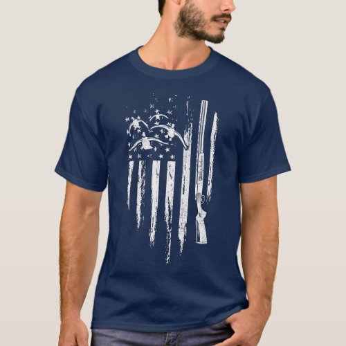 Duck Hunting American Flag Waterfowl Goose Gift Fo T_Shirt