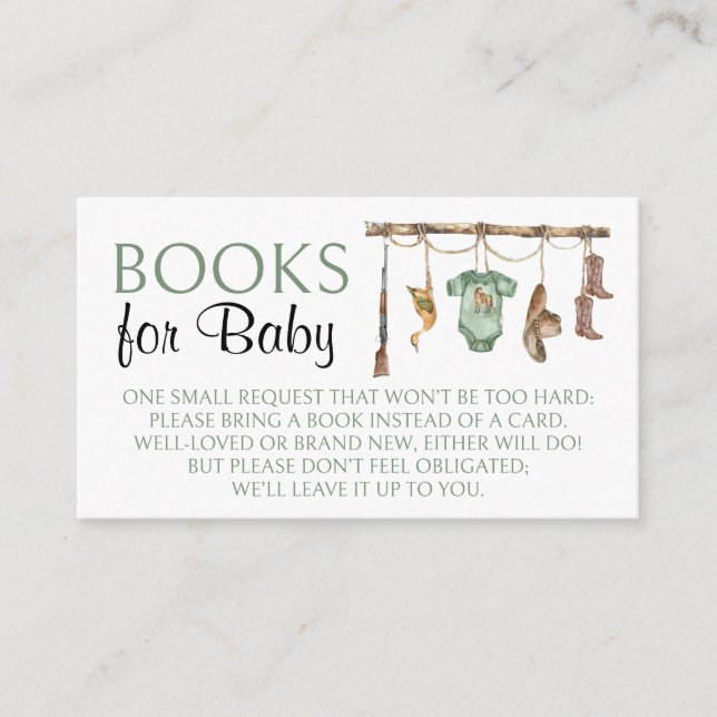 Duck Hunting Baby Shower Books for baby Enclosure Card (Front)