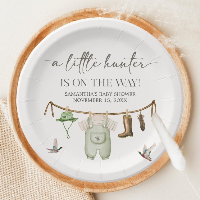 Duck Hunting Baby Shower Paper Plates (Little Hunter Duck Baby Shower Paper Plate)