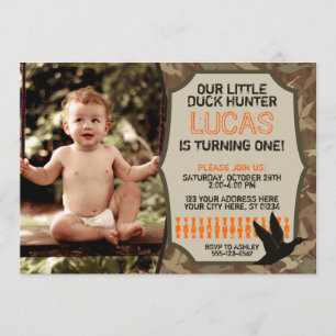 Duck Hunting Birthday Invitation with Photo - Camo