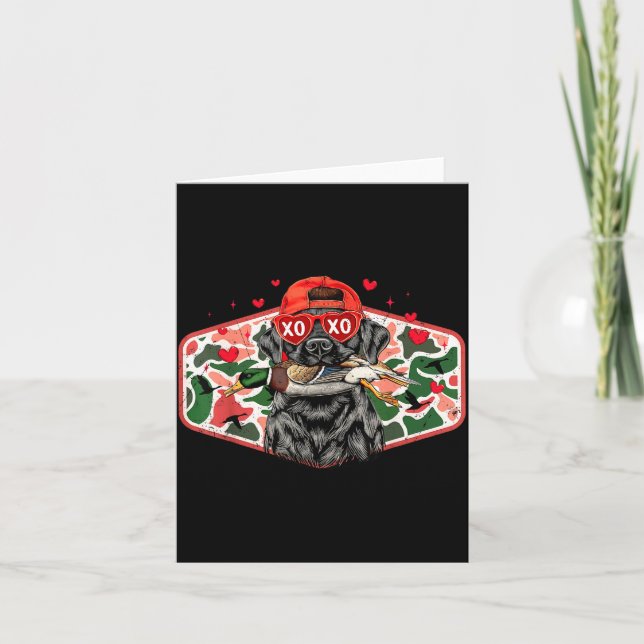 Duck Hunting Black Lab Camo Valentine's Day Xoxo H Card (Front)