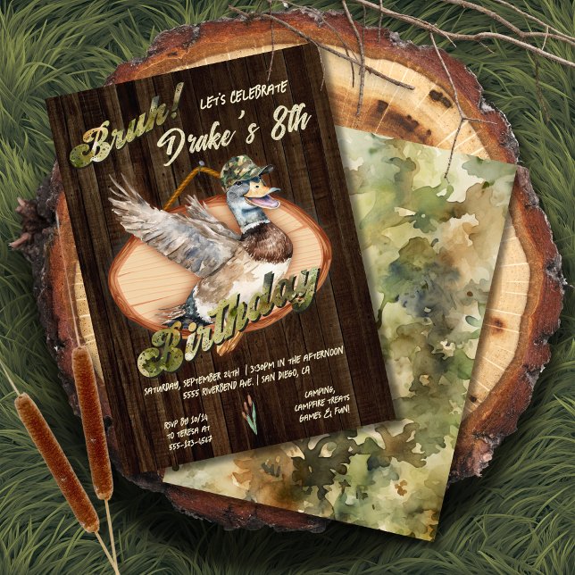 Duck Hunting Bruh Birthday Campout Invitation (Creator Uploaded)