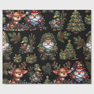 Duck Hunting Camo Gnomes Wrapping Paper