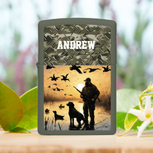 Duck Hunting Camo Marsh Outdoors Labrador Sunset Zippo Lighter