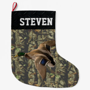 Duck Hunting Camo Men's Mallard Sports Name Large Christmas Stocking