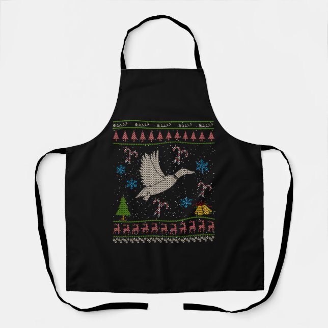 Duck Hunting Christmas Ugly Sweater Duck Hunter Apron (Front)