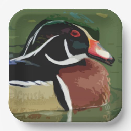 Duck Hunting Dcor Wood Duck Paper Plate