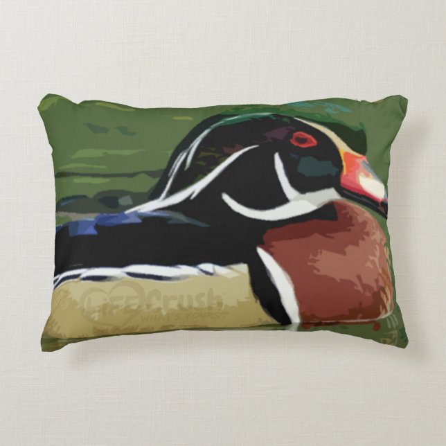 Duck Hunting Decor, Wood Duck Throw Pillow (Front)